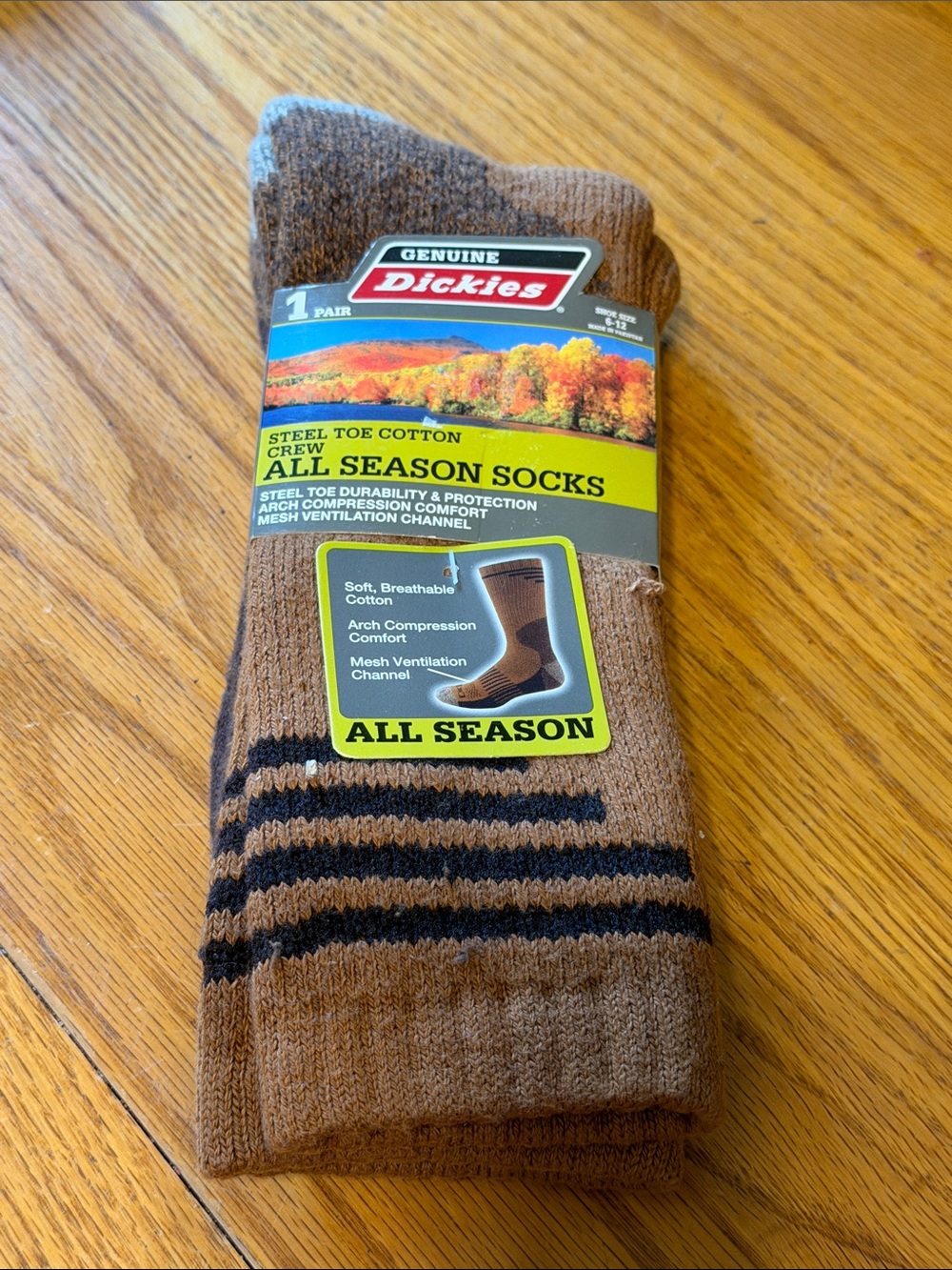 Dickies Brown Crew Socks with Black Stripes - All Season